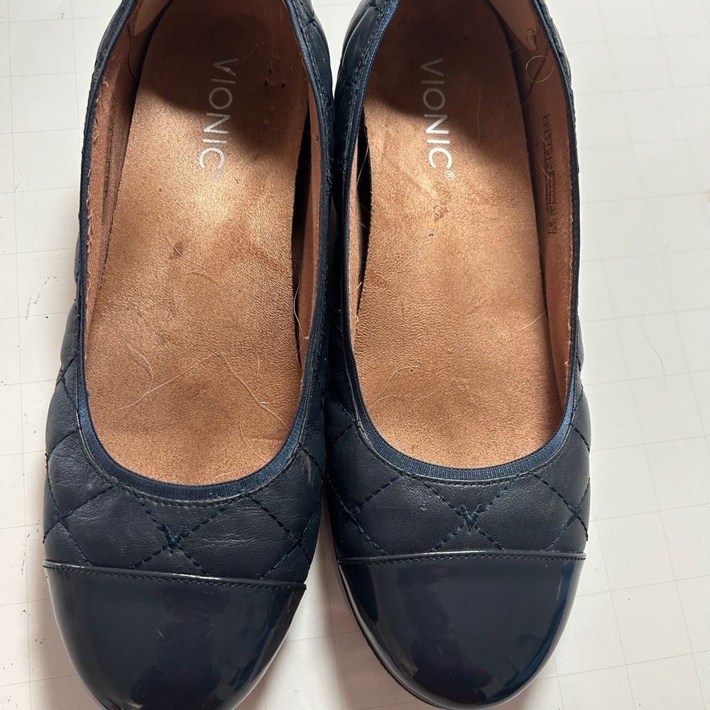 Vionic Blue Quilted Slip-On Flats